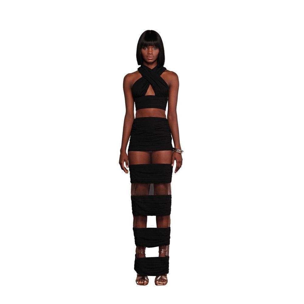 Bronx and Banco Sasha Halterneck Black Maxi Dress XS